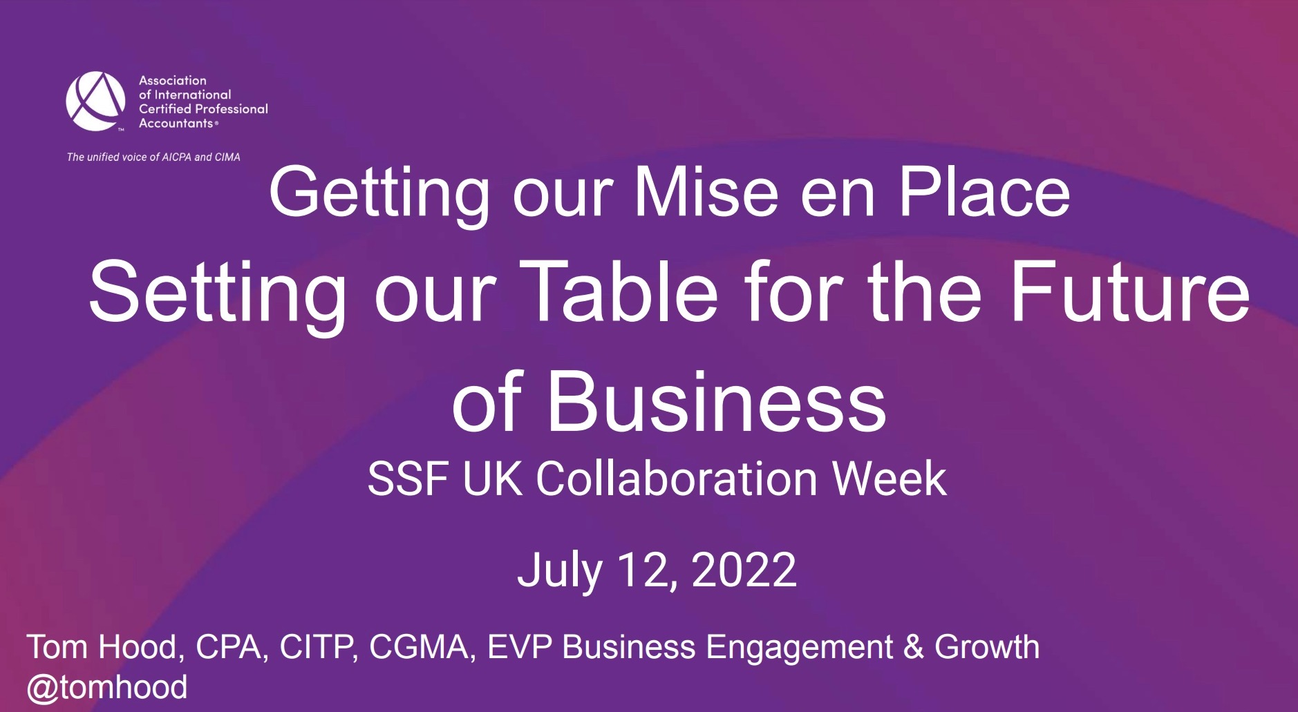 GETTING OUR MISE EN PLACE - SETTING THE TABLE FOR BUSINESS - TOM HOOD